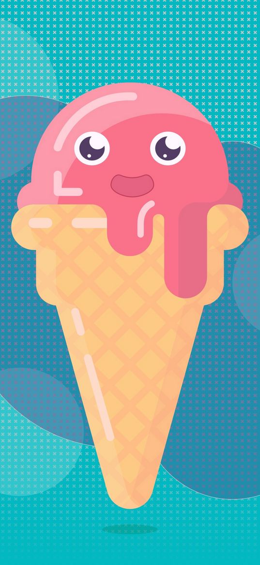 ice cream, horn, funny, face, melting, pink