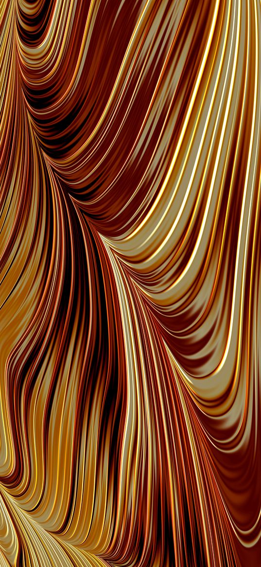 golden, wavy, surface, embossed, metallic, sinuous