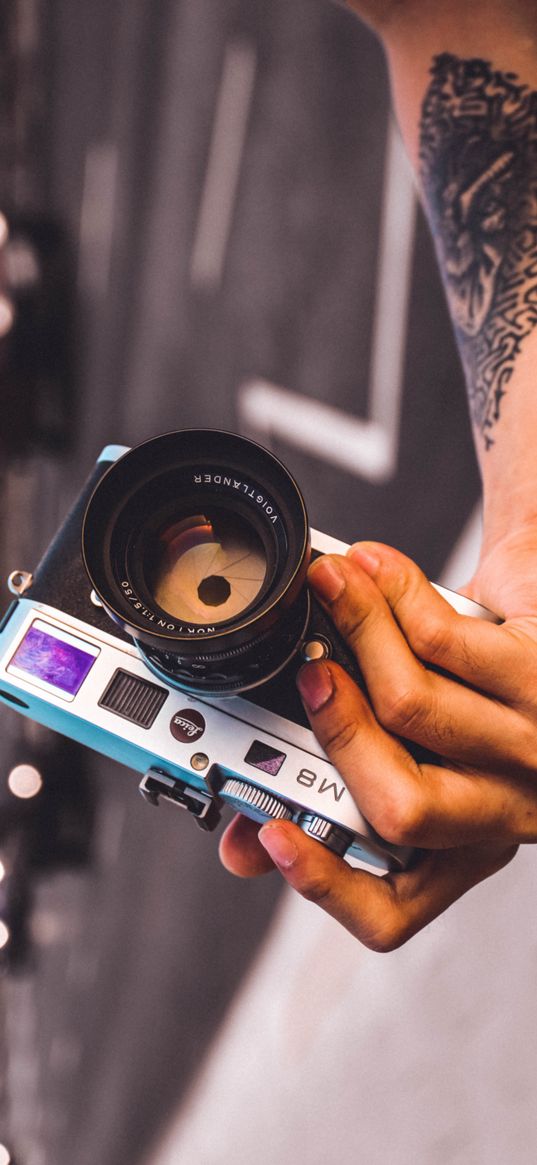 camera, hand, tattoo, lens, photography, photograph