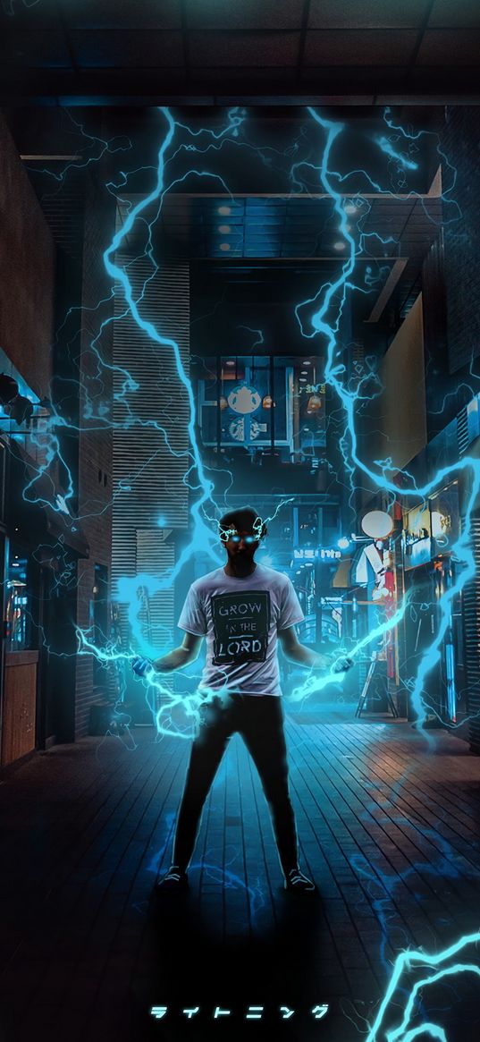 guy, lightning, electricity, voltage, superpower