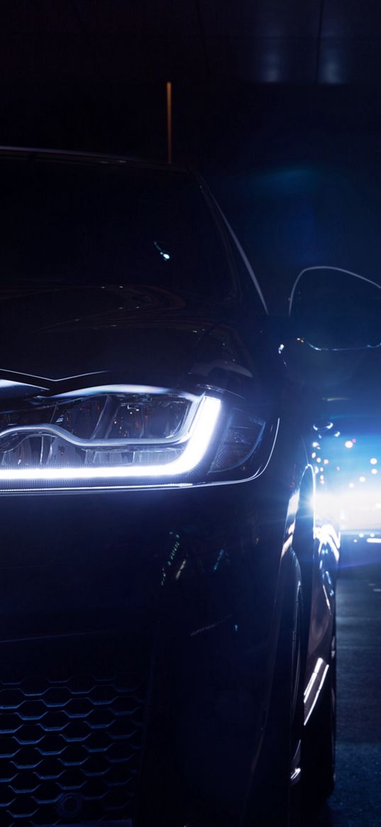 jaguar f-pace, jaguar, car, headlight, dark, night, backlight, closeup