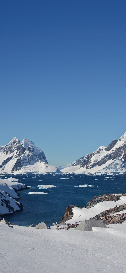 mountains, snow, ice, landscape, antarctica, north pole