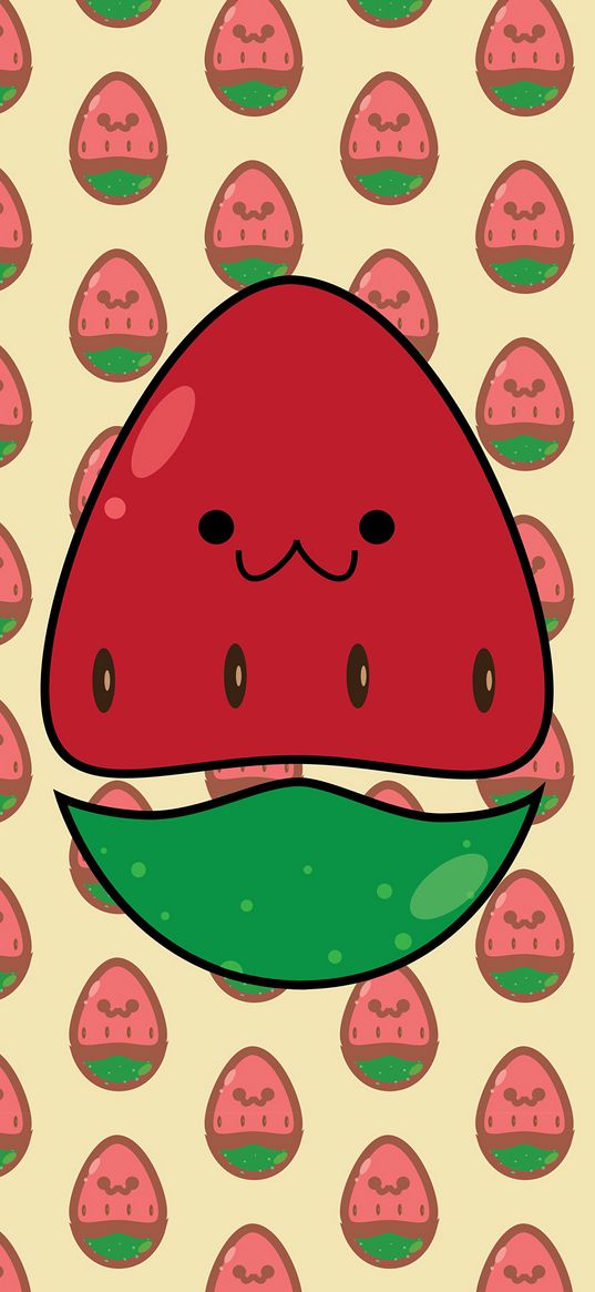 strawberry, funny, art, berry, face, smile