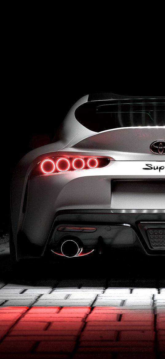 toyota supra, toyota, sportscar, white, rear view, backlight