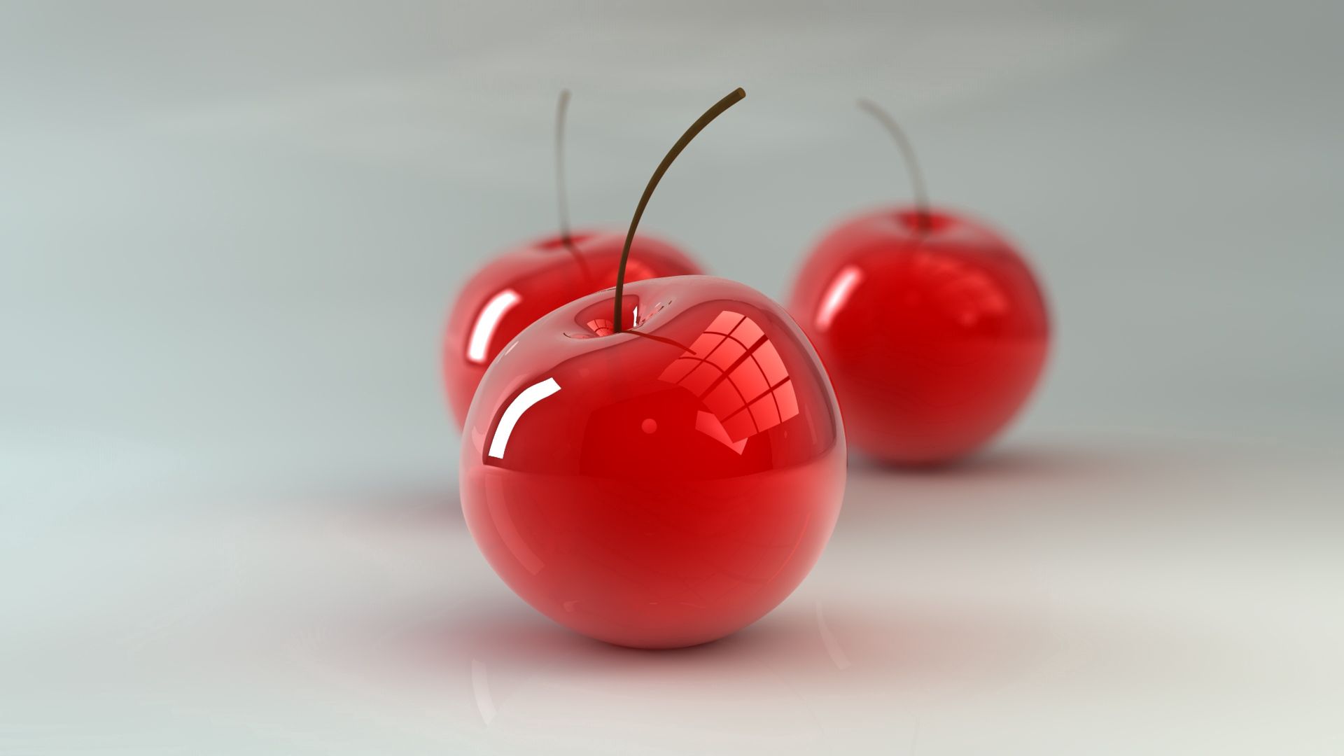 cherry, three, red