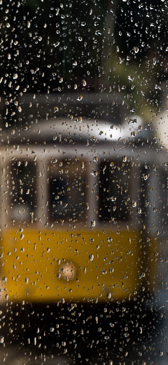 glass, wet, drops, transparent, blur, rain