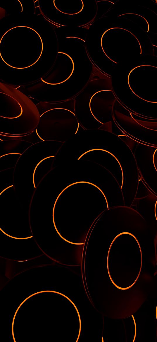 disks, dark, glow, circles