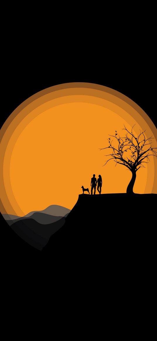 silhouettes, couple, art, vector, dark