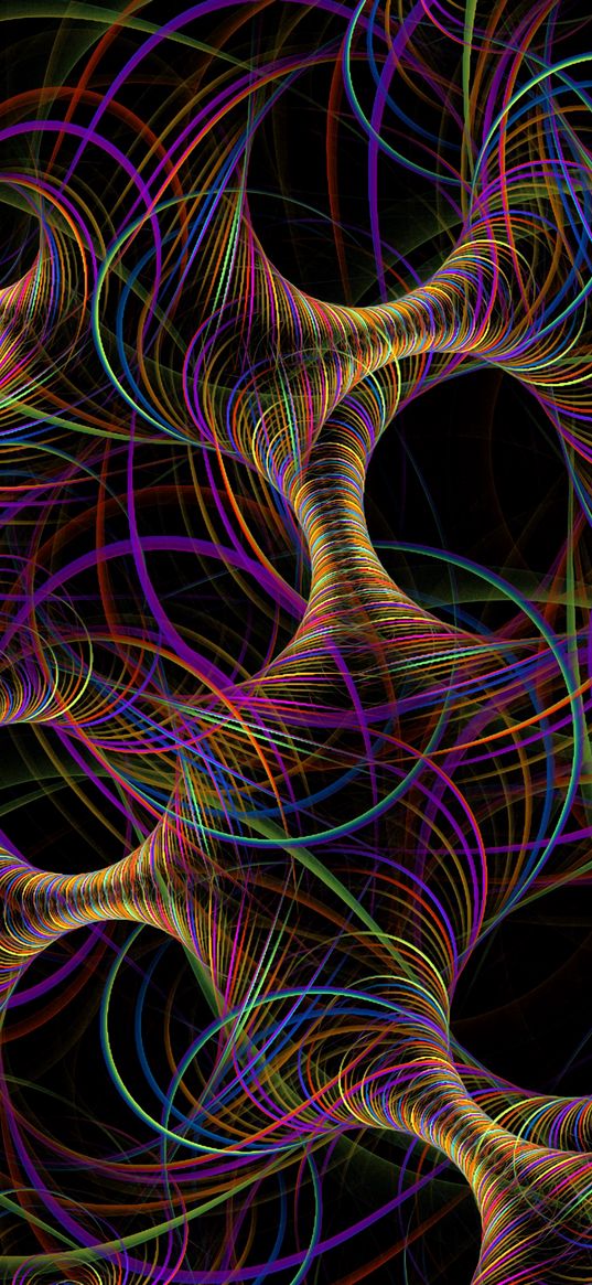 fractal, thread, interweaving, tangled, multicolored, abstraction