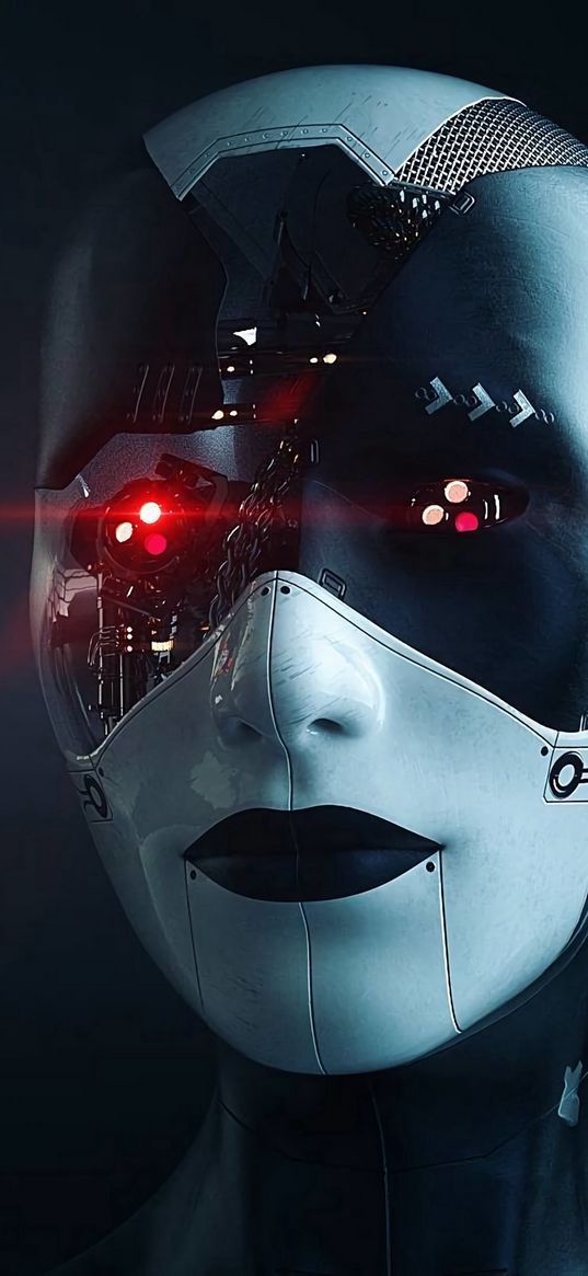 robot, cyborg, face, sci-fi, future