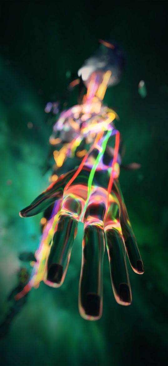 fingers, hand, touch, robot, glow