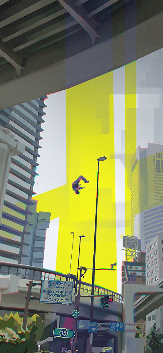 parkour, city, silhouette, art, buildings