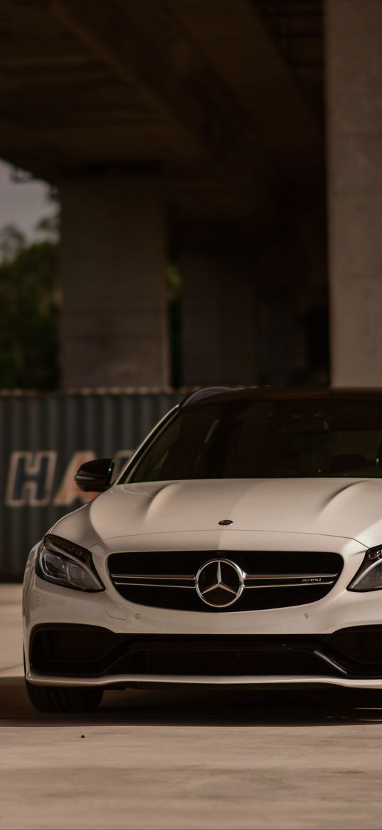 mercedes-amg c 63, mercedes, car, white, front view