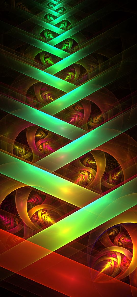 fractal, colorful, lines, crossing, perspective