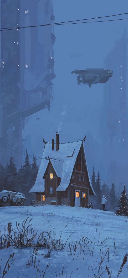 house, future, art, night, winter