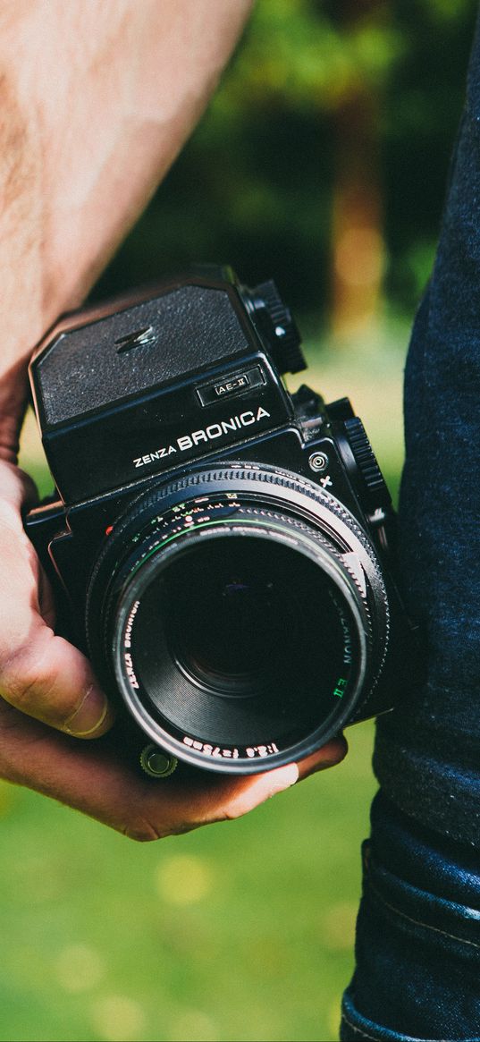 camera, hand, lens, optics, black