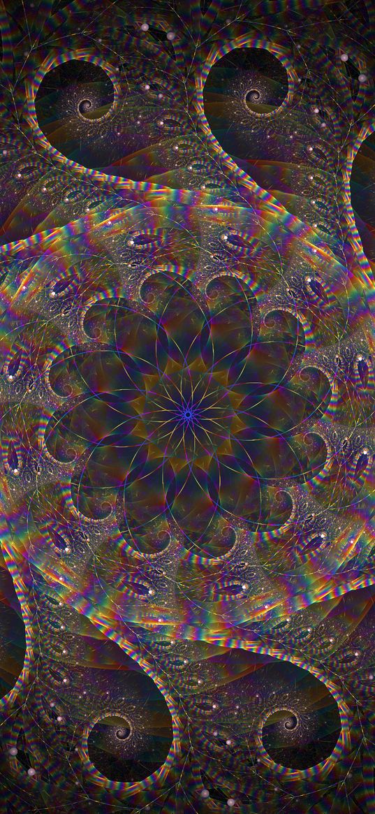 fractal, kaleidoscope, iridescent, pattern, abstraction, multicolored