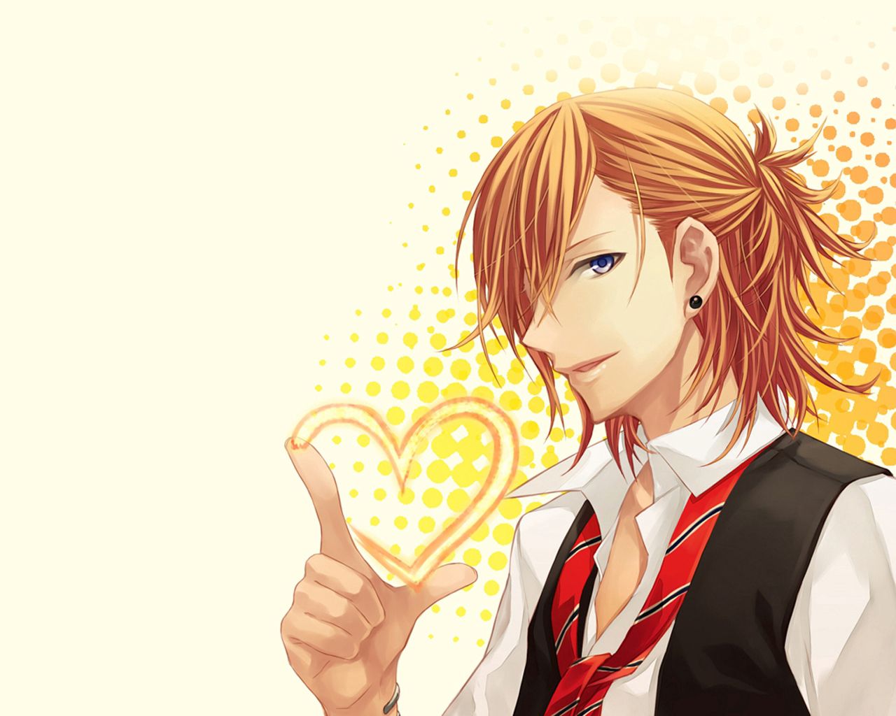 anime, boy, blond, gesture, heart