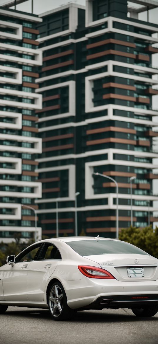 mercedes-benz cls350 amg, mercedes, machine, white, buildings, city