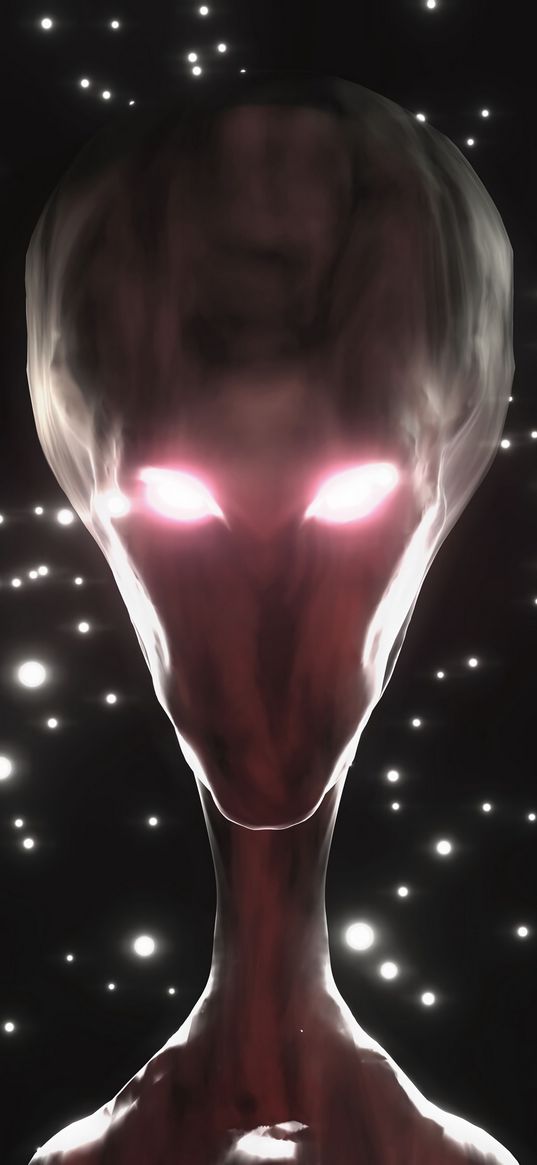 alien, humanoid, face, glow, stars