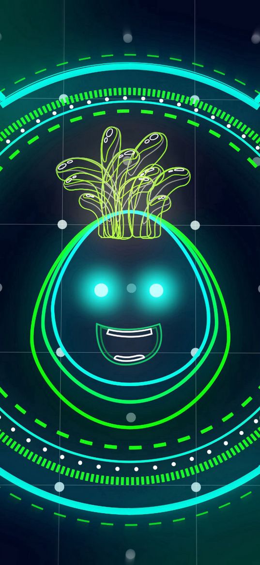 monster, smiley, neon, sci-fi