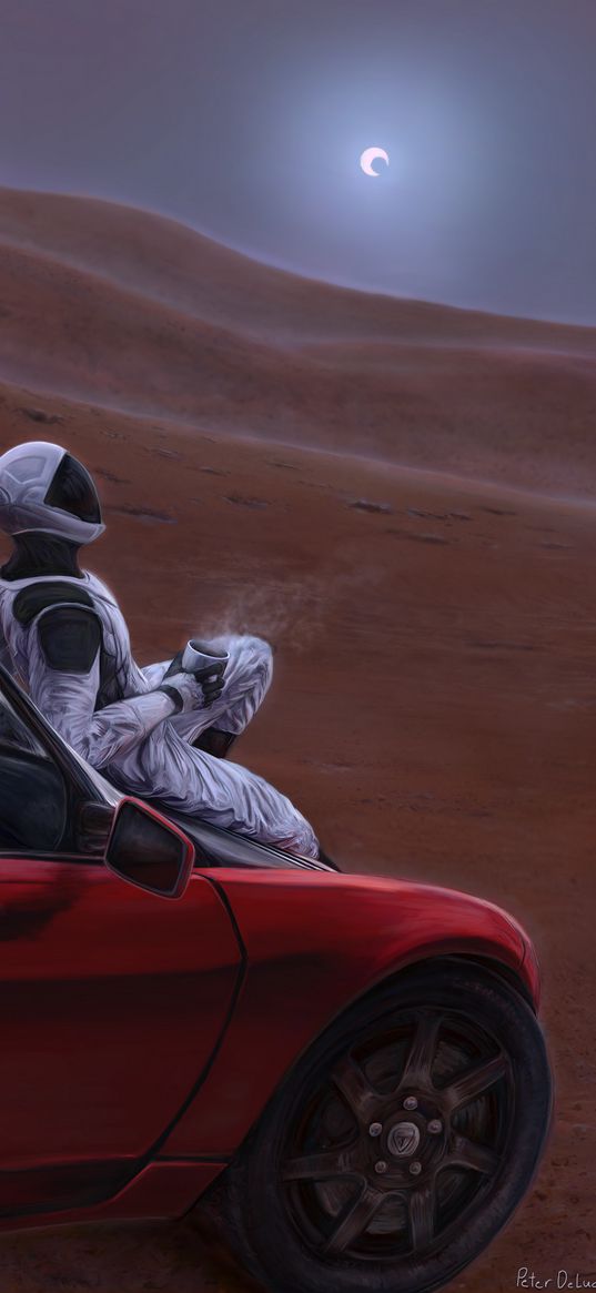 astronaut, car, mug, space, landscape, alien