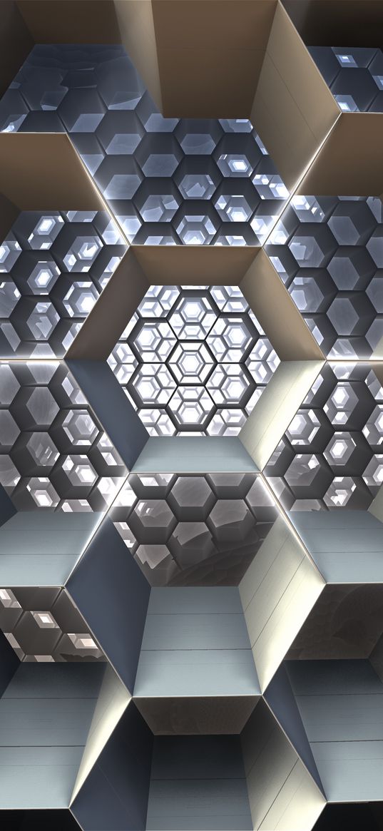 honeycomb, cell, structure, 3d, fractal