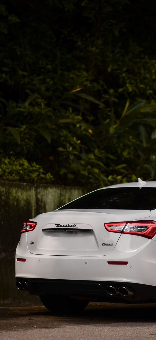 maserati ghibli, maserati, car, white, side view