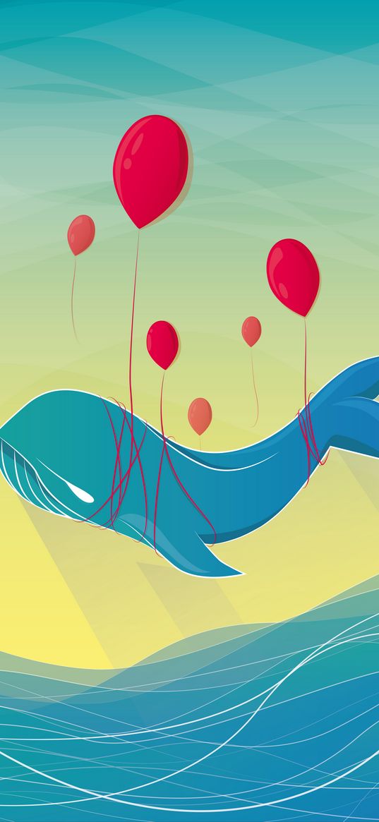 whale, air balloons, art, vector, flight