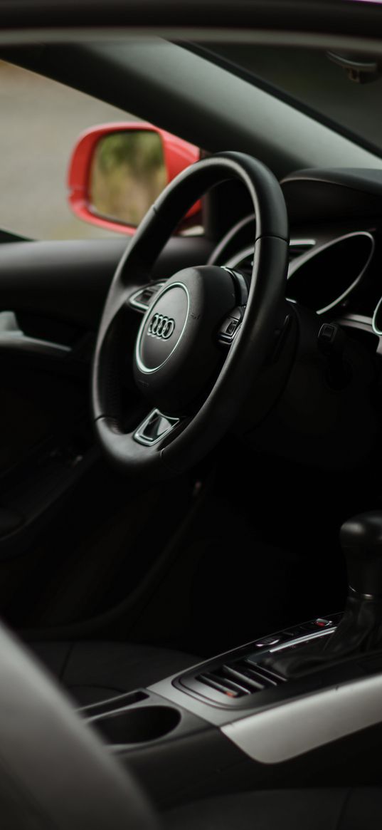 audi a5, audi, steering, car, salon, black