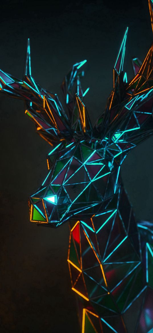 deer, 3d, polygon, figure, geometric