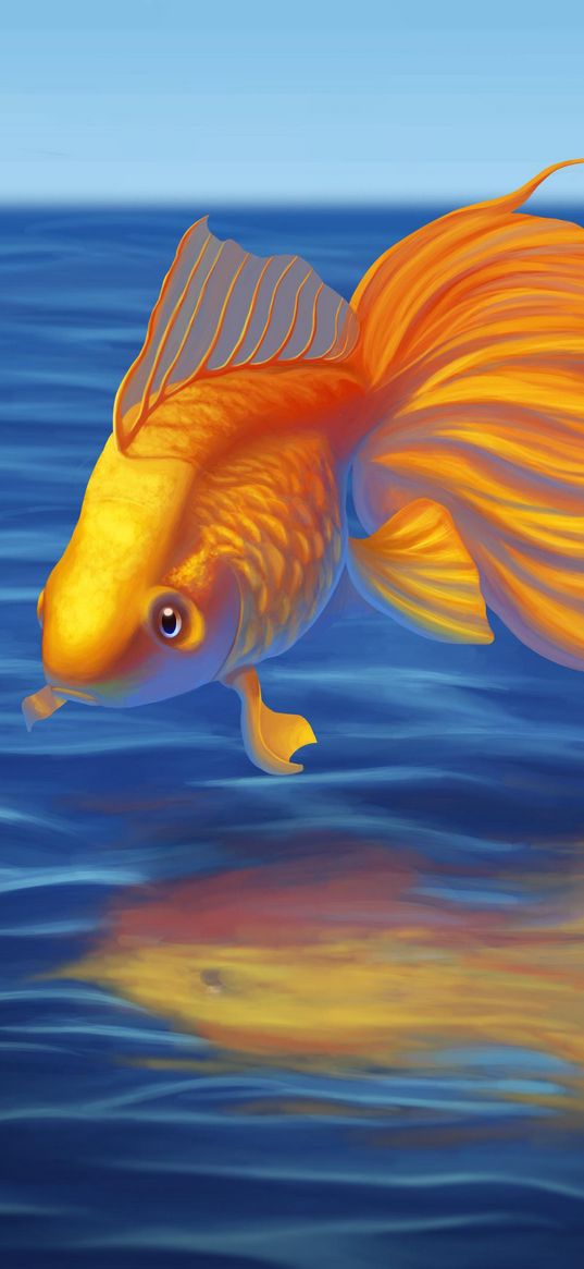 goldfish, fish, art, water