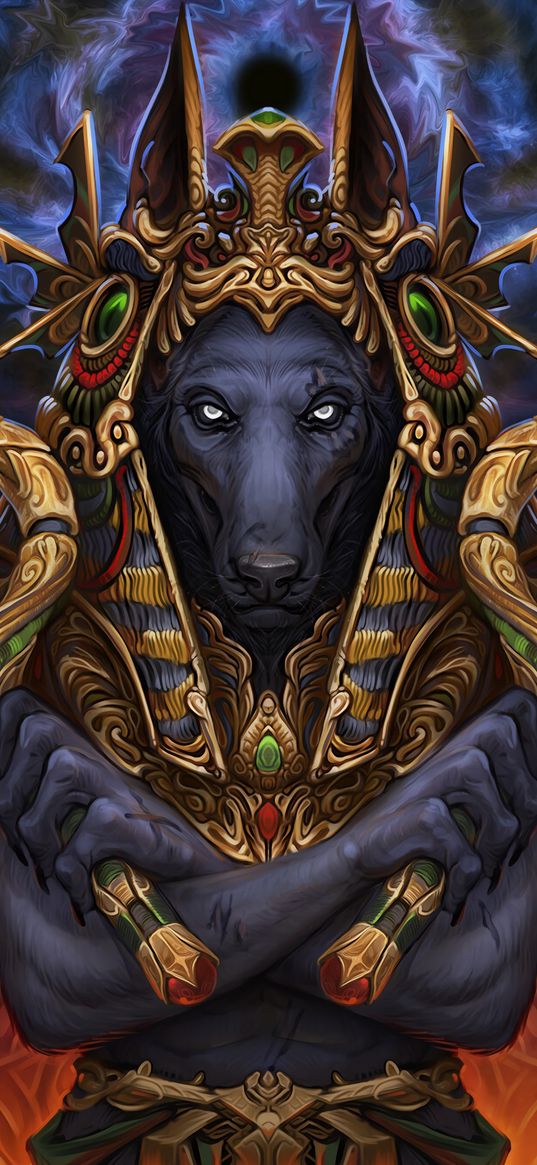 wolf, pharaoh, art, deity, mythical