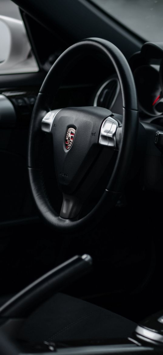 porsche cayman s, porsche, car, salon, black, steering wheel