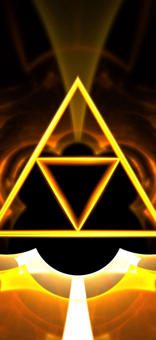 triangle, symbol, glow, abstraction, geometric