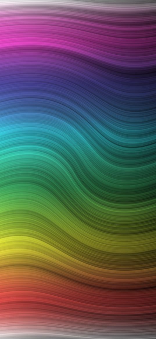 waves, colorful, rainbow, smooth, abstraction