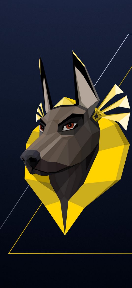 dog, pharaoh, polygon, yellow