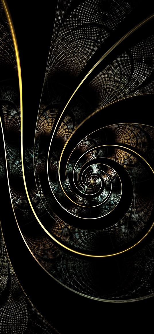 fractal, spiral, twisted, dark, abstraction