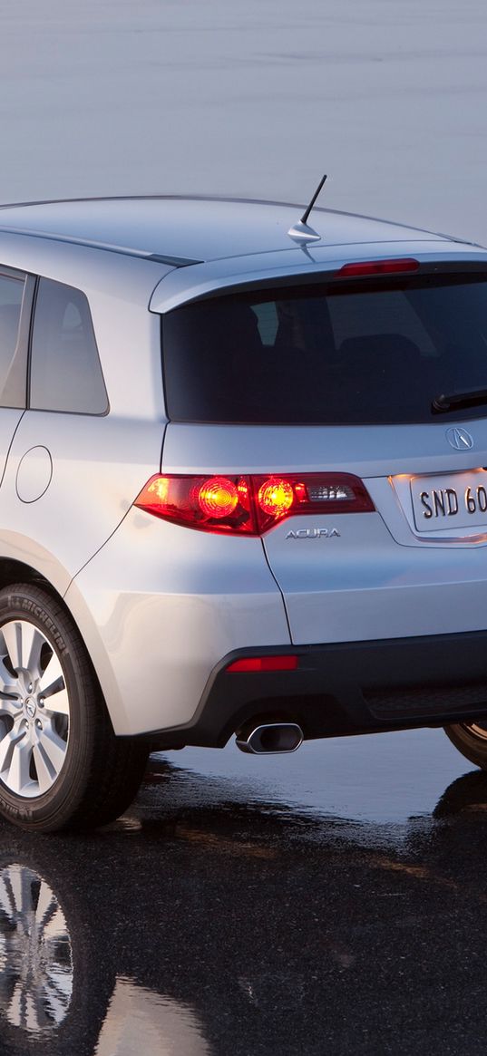 acura, rdx, metallic silver, jeep, rear view, auto, wet asphalt, reflection