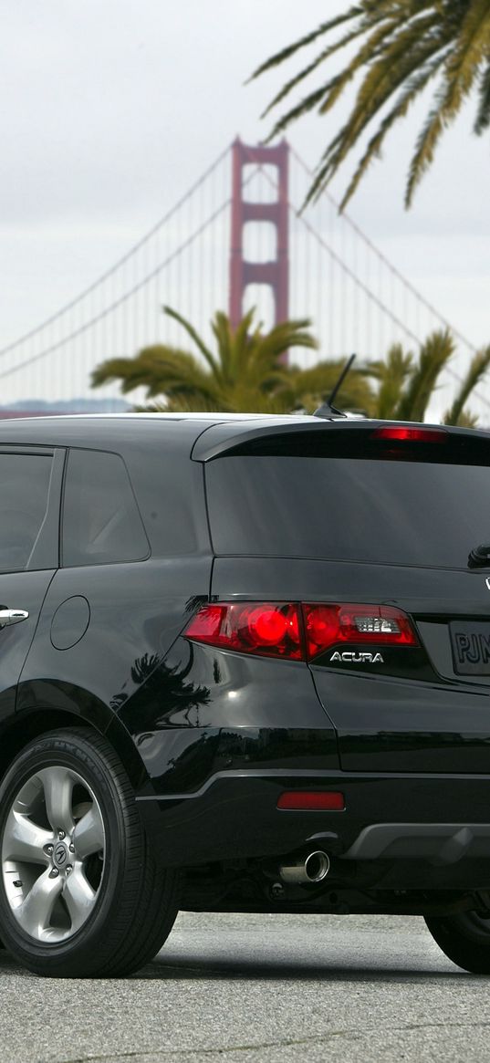 acura, rdx, black, jeep, rear view, car, style, bridge, nature