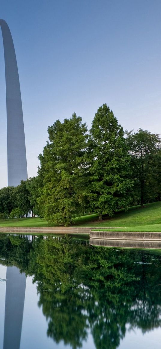 coast, trees, lake, arch, summer