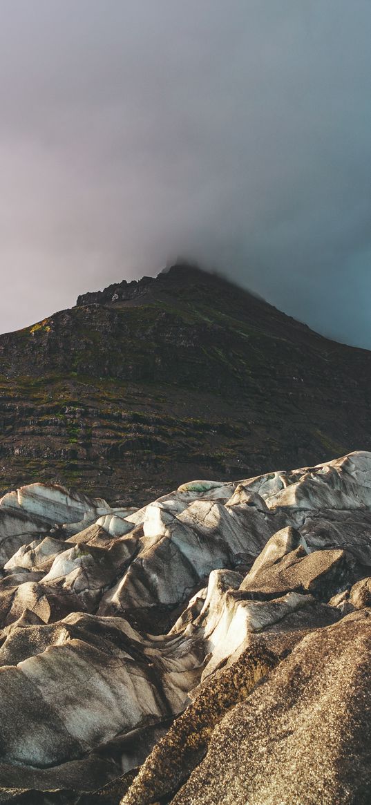 mountain, ice, glacier, peak, landscape, iceland