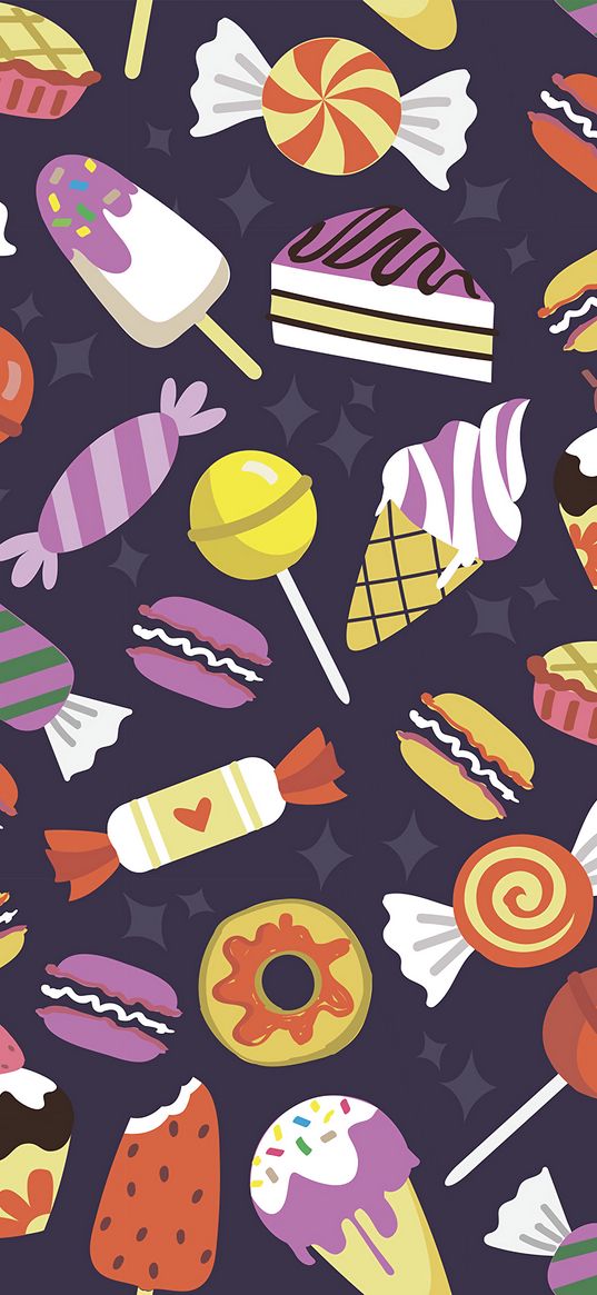 pattern, candy, ice cream, cookies, cupcakes