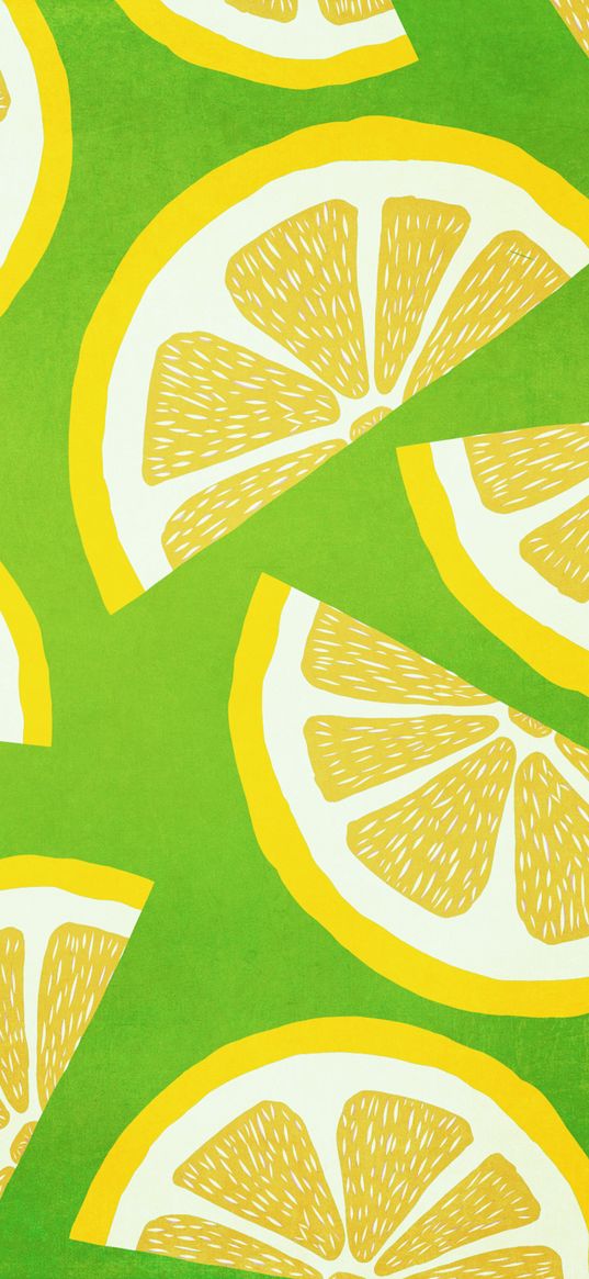 lemon, slices, pattern, citrus, yellow