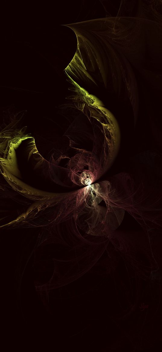 fractal, tangled, glow, dark, abstraction