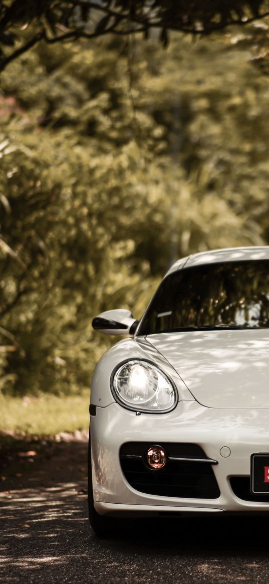 porsche cayman s, porsche, car, white, front view