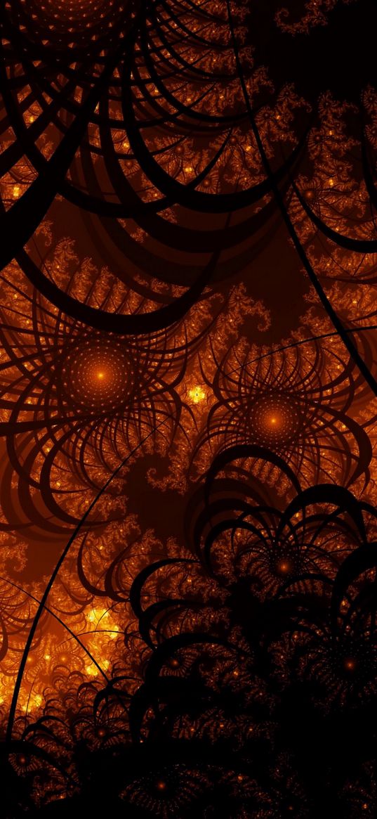 fractal, tangled, glow, pattern, dark