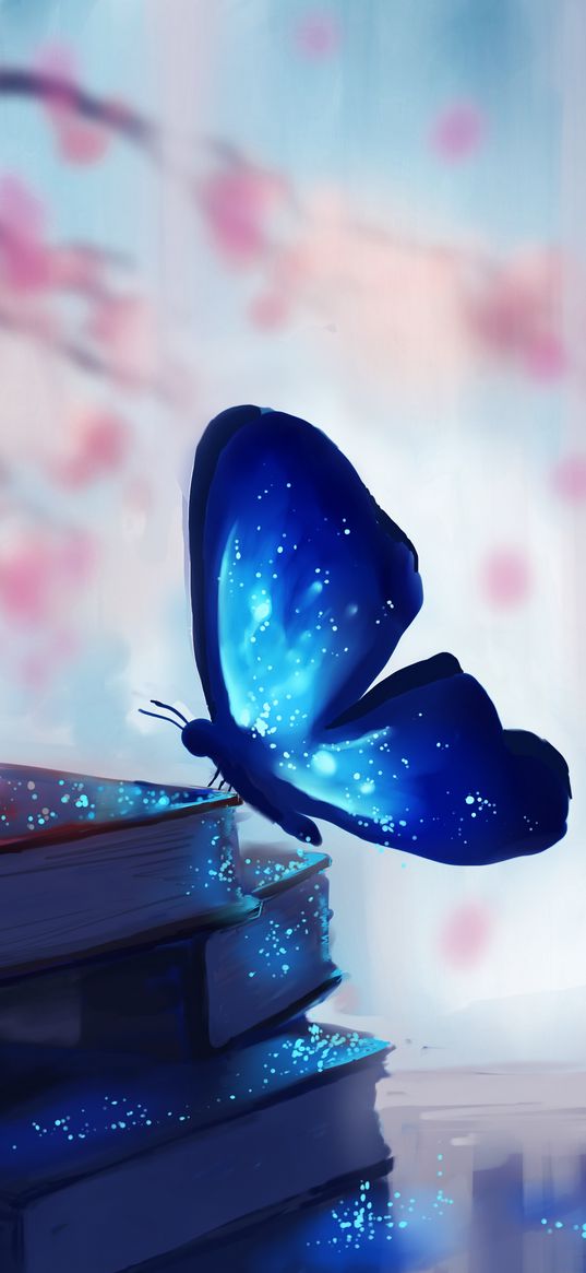 butterfly, books, art, glare, magic