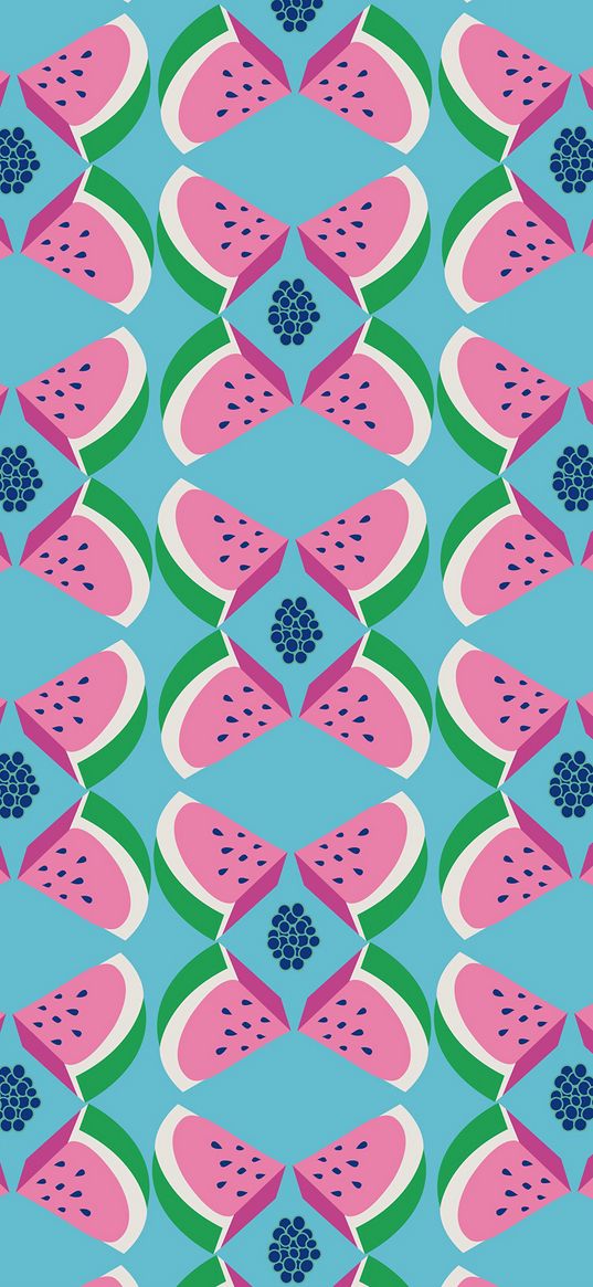 watermelon, slices, pattern, art