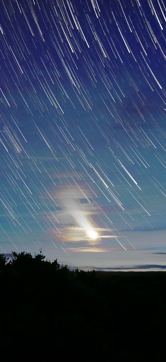 stars, moon, night, dark, blur, long exposure